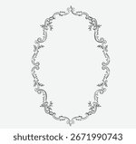 Baroque floral frame vintage oval crest frame. Monogram vector frame.