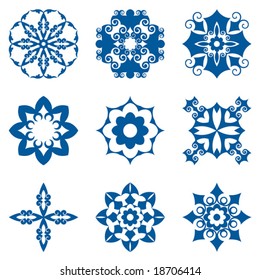 baroque floral icon set