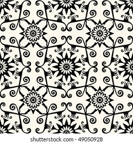 baroque floral pattern, seamless vector background