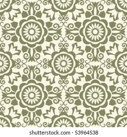 baroque floral pattern, vector seamless background