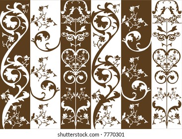 Baroque Floral Retro Background - lots of vector elements