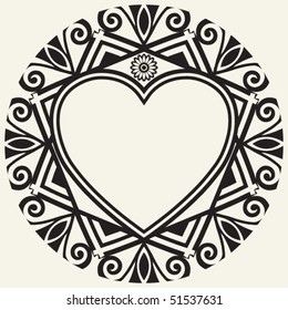 baroque flourish heart design, vector image