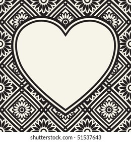 baroque flourish heart design, vector image