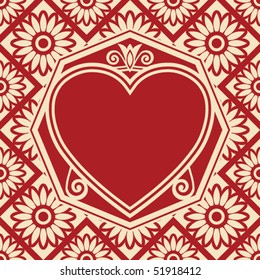 baroque flourish heart design, vector image
