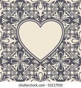 baroque flourish heart design, vector image