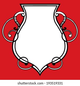 baroque flourish shield design, vector image