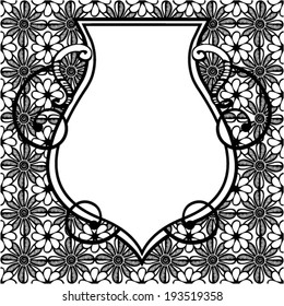 diseño barroco de escudo floreciente, imagen vectorial