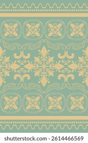 baroque flowers detailed about scroll ornament luxury royal garden with line drawing filigree golden scroll hand drawn on soft green background seamless border pattern for elegance wallpaper decor rug