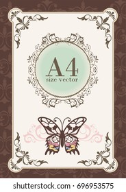 Baroque frame, background, ornament,Butterfly decoration