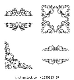 Baroque frame and border elements. Decorative design element filigree calligraphy vector. You can use for wedding decoration of greeting card and laser cutting.