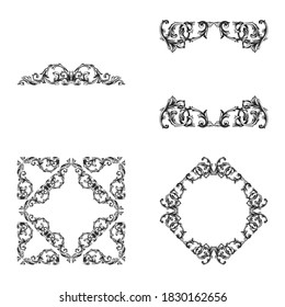 Baroque frame and border elements. Decorative design element filigree calligraphy vector. You can use for wedding decoration of greeting card and laser cutting.