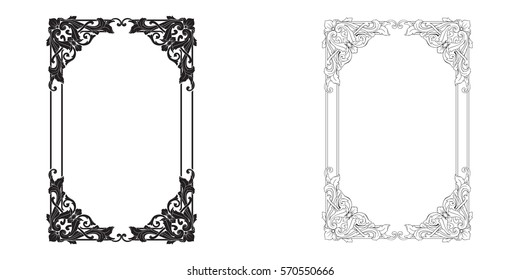 Baroque frame and border vector set of vintage elements for design. Decorative design element filigree calligraphy vector. You can use for wedding decoration of greeting card and laser cutting.