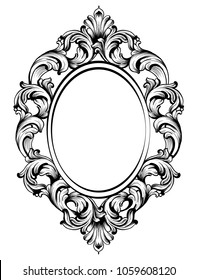 Baroque frame decor. Detailed rich ornament vector illustration graphic line art