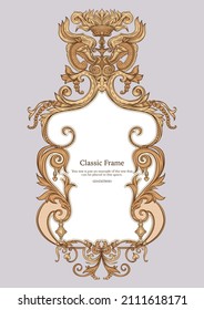 Baroque frame decor. Detailed rich ornament graphic line art. Vector illustration