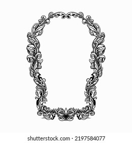 Baroque frame decor. ornament vector illustration graphic line art