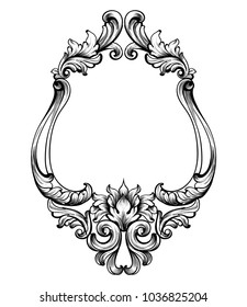 Baroque Frame Decor Vector. Detailed Rich Ornament Vector Illustration Graphic Line Arts