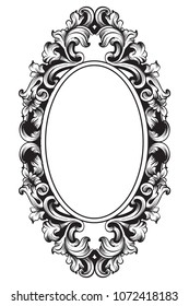 Baroque frame decor Vector. Victorian detailed rich ornament illustration. Royal luxury intricate ornaments. graphic line art styles
