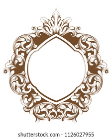 Baroque frame line art. Vector French Luxury rich intricate ornaments. Victorian Royal Style decors