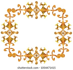 Baroque frame made of different ornaments in golden color