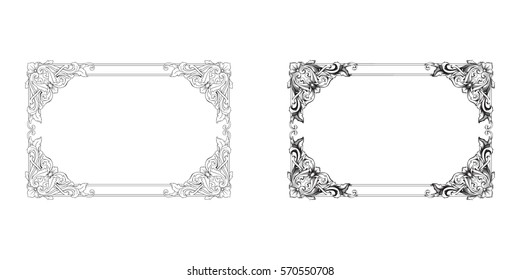 Baroque frame vector set of vintage elements for design. Decorative design element filigree calligraphy vector. You can use for wedding decoration of greeting card and laser cutting.