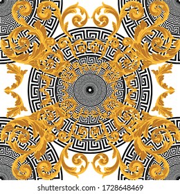 Baroque gold color with greek design seamless pattern