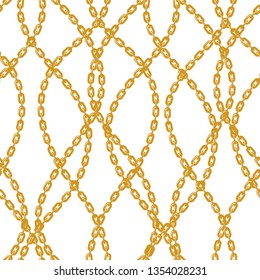 Baroque golden chain background. Seamless pattern. seamless pattern with chains. Vector patch for print, fabric, scarf.