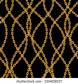 Baroque golden chain background. Seamless pattern. seamless pattern with chains. Vector patch for print, fabric, scarf.