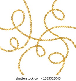 Baroque golden chain background. Seamless pattern. seamless pattern with chains. Vector patch for print, fabric, scarf.