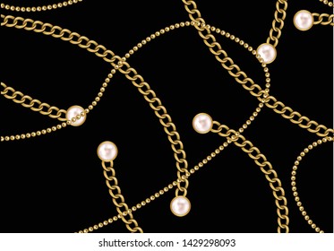 baroque golden chain design vector leopard fashion pattern  seamless pattern