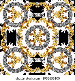 Baroque with greek vector seamless pattern