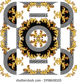 Baroque with greek vector seamless pattern