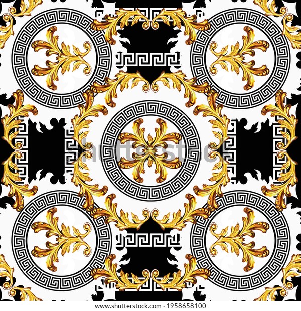 Baroque with greek vector seamless pattern