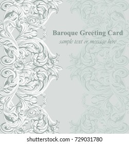 Baroque greeting card. Acanthus ornament texture. Vector royal template