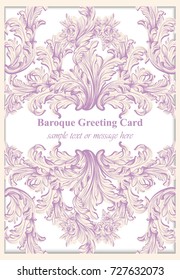 Baroque greeting card Vector. Luxury background for invitations, ceremony, events. Royal victorian texture ornament. Rich classic background