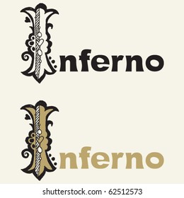 baroque hand drawn lettering design, capital I