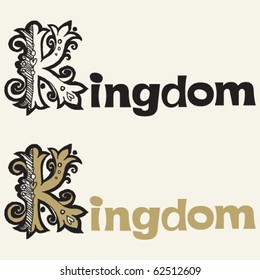 baroque hand drawn lettering design, capital K