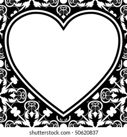 baroque heart design, vector image