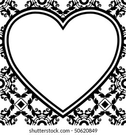 baroque heart design, vector image