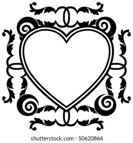 baroque heart design, vector image