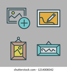 baroque icon set. vector set about picture and frame icons set.