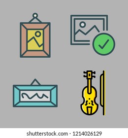 baroque icon set. vector set about violin, frame and picture icons set.