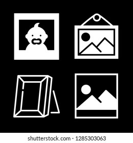 baroque icons set with picture and picture frame vector set