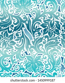 Baroque inspired bold floral pattern block. Blue colors. Grapes, leaves and flowers theme. Great for textiles, wallpaper, invitations, cards, prints.
Email me directly for custom re-colouring.