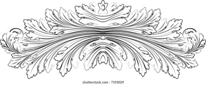 Baroque Leafs Rosette Traditional Style. All Curves Separately.