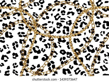 baroque leopard  golden chain design vector 