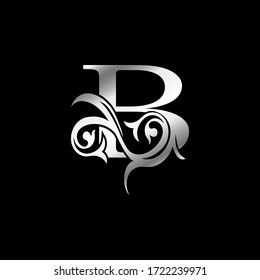 Baroque Luxury Gold Letter B Floral Leaf Logo Icon,  Classy monogram vintage vector design concept for initial identity