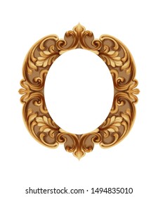 Baroque luxury golden frame Vector. Elegant mirror decor. Victorian ornaments rich framed trendy design