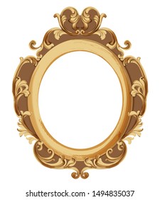 Baroque luxury golden frame Vector. Elegant mirror decor. Victorian ornaments rich framed trendy design