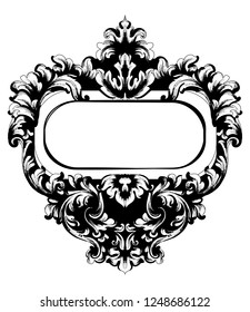 Baroque mirror frame square Vector. Victorian ornamented border monogram floral ornament leaf scroll engraved retro flower decorative design. filigree calligraphics