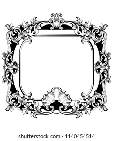 Baroque Mirror frame. Vector French Luxury rich intricate ornaments. Victorian Royal Style decors